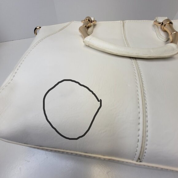 White Handbag with Goldtone Handle - Picture 14 of 16